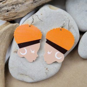 Handmade Afrosilhouette Wooden Earrings